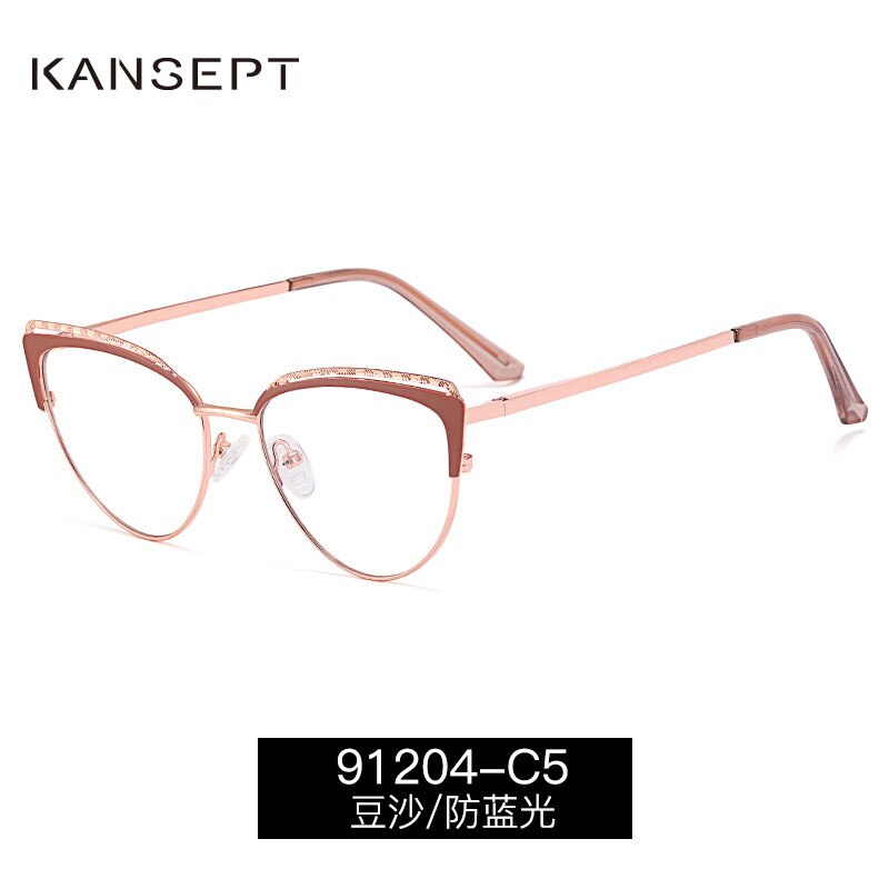Kansept Women's Full Rim Square Cat Eye Stainless Steel Eyeglasses 91204 Full Rim Kansept   