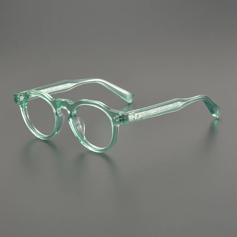 Gatenac Unisex Full Rim Round Acetate Eyeglasses Gxyj1164 Full Rim Gatenac Green