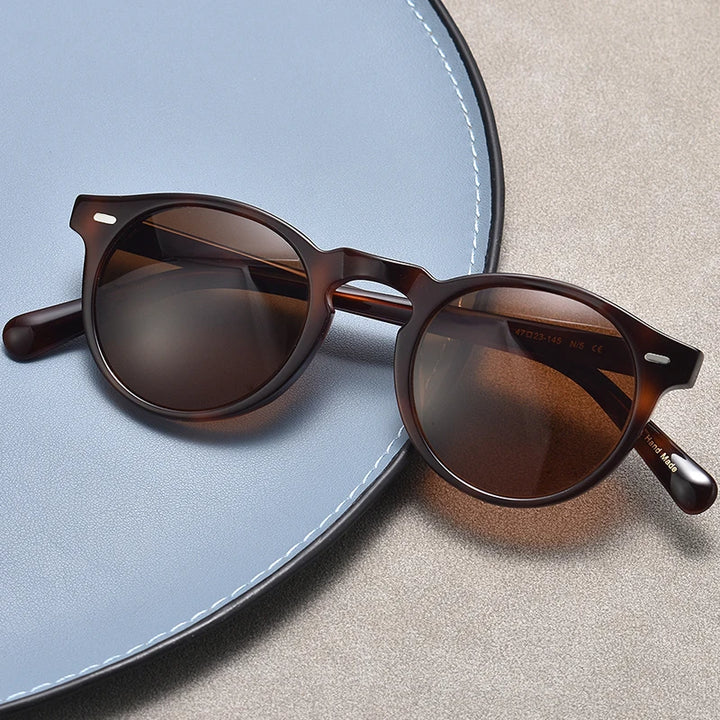 Black Mask Unisex Full Rim Round Acetate Polarized Sunglasses Ov5186 Full Rim Black Mask Tortoise-Brown As Shown