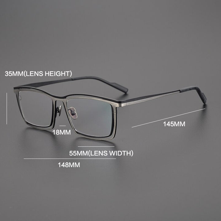 Gatenac Unisex Full Rim Square Titanium Eyeglasses Gxyj1021 Full Rim Gatenac