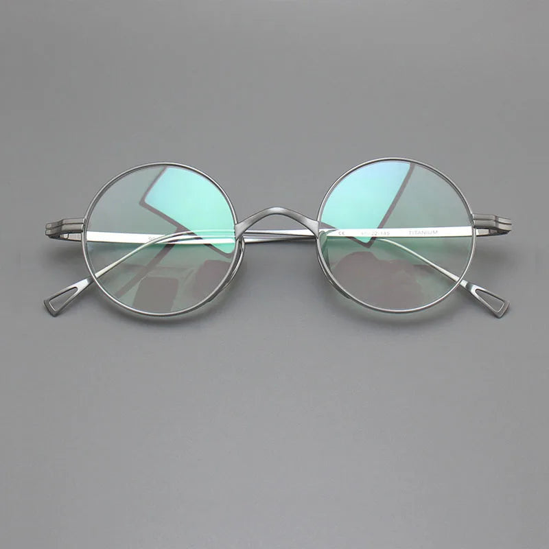 Yujo Unisex Full Rim Round Titanium Eyeglasses Y4345 Full Rim Yujo