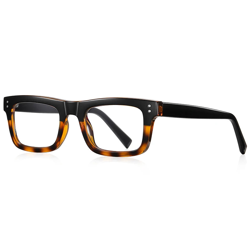 Reven Jate Unisex Full Rim Square Thick Tr 90 Alloy Eyeglasses 42193