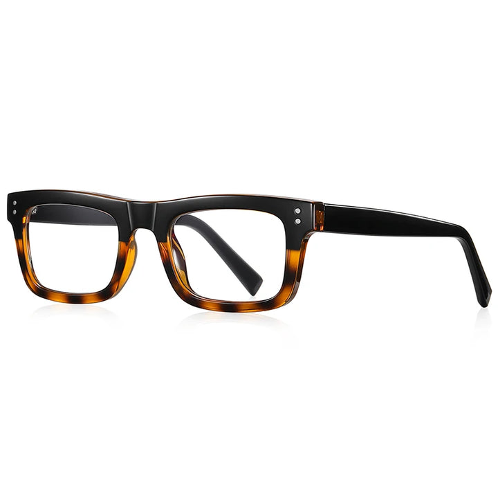 Reven Jate Unisex Full Rim Square Thick Tr 90 Alloy Eyeglasses 42193