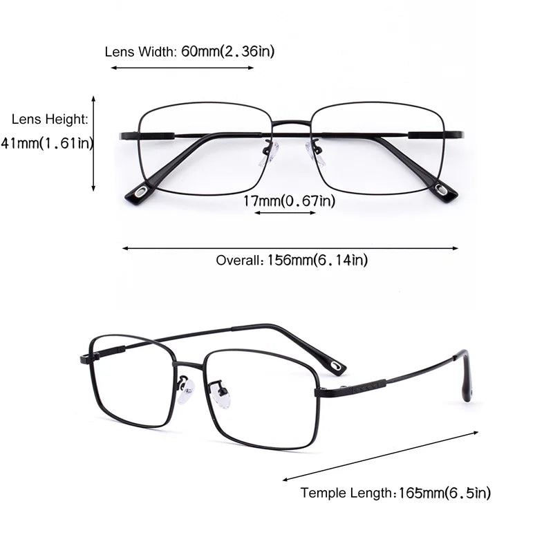 Hdcrafter Unisex Full Rim Big Square Titanium Eyeglasses 62804