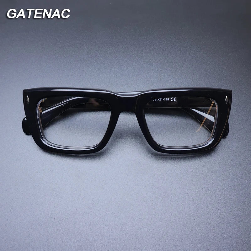 Gatenac Unisex Full Rim Square Acetate Eyeglasses Gxyj1200 Full Rim Gatenac
