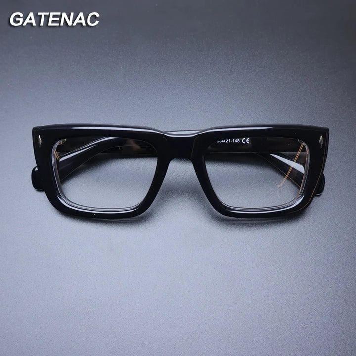 Gatenac Unisex Full Rim Square Acetate Eyeglasses Gxyj1200 Full Rim Gatenac