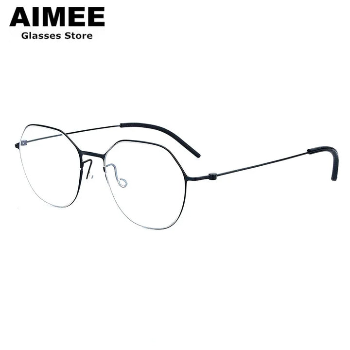 Aimee Unisex Full Rim Flat Top Polygon Titanium Eyeglasses 55740
