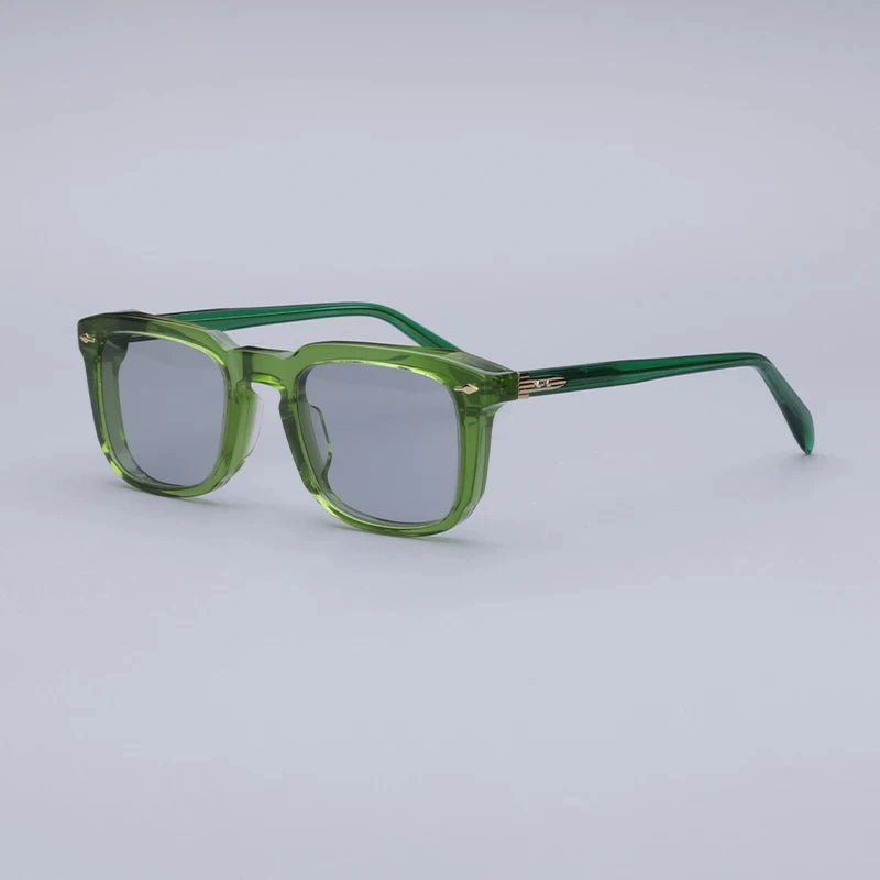 Hewei Unisex Full Rim Square Acetate Sunglasses 0019 Sunglasses Hewei green-gray as picture 
