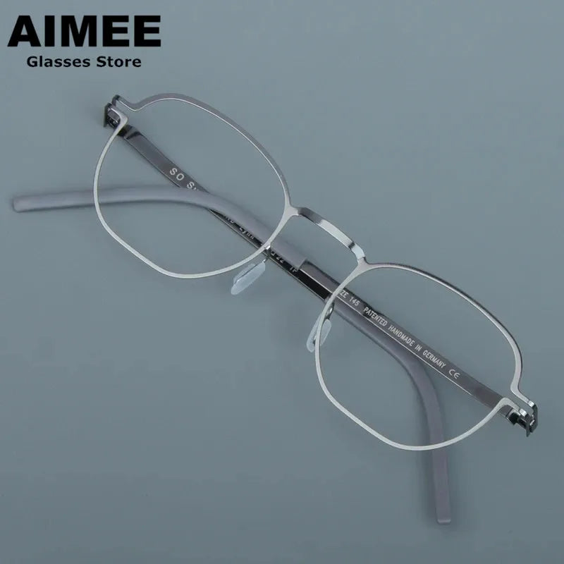 Aimee Unisex Full Rim Polygon Square Screwless Steel Eyeglasses 14149 Full Rim Aimee Gun-Grey