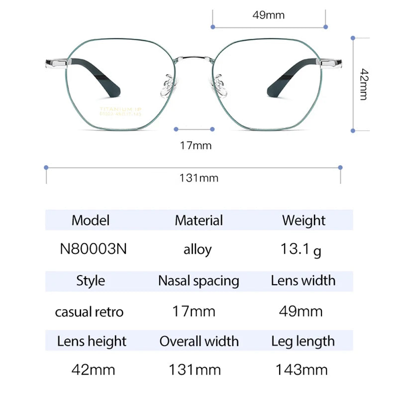 Hotochki Women's Full Rim Polygon Titanium-Alloy Eyeglasses 480003