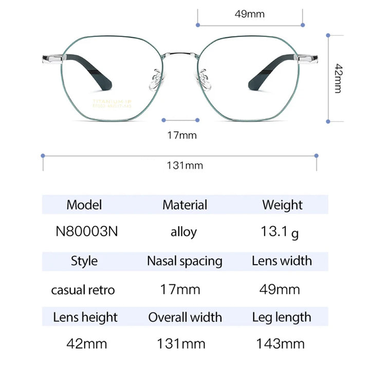 Hotochki Women's Full Rim Polygon Titanium-Alloy Eyeglasses 480003