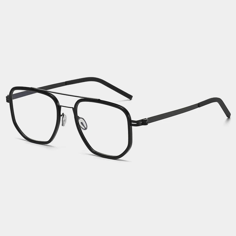 Gatenac Unisex Full Rim Square Acetate Eyeglasses Gxyj-1185 Full Rim Gatenac Black