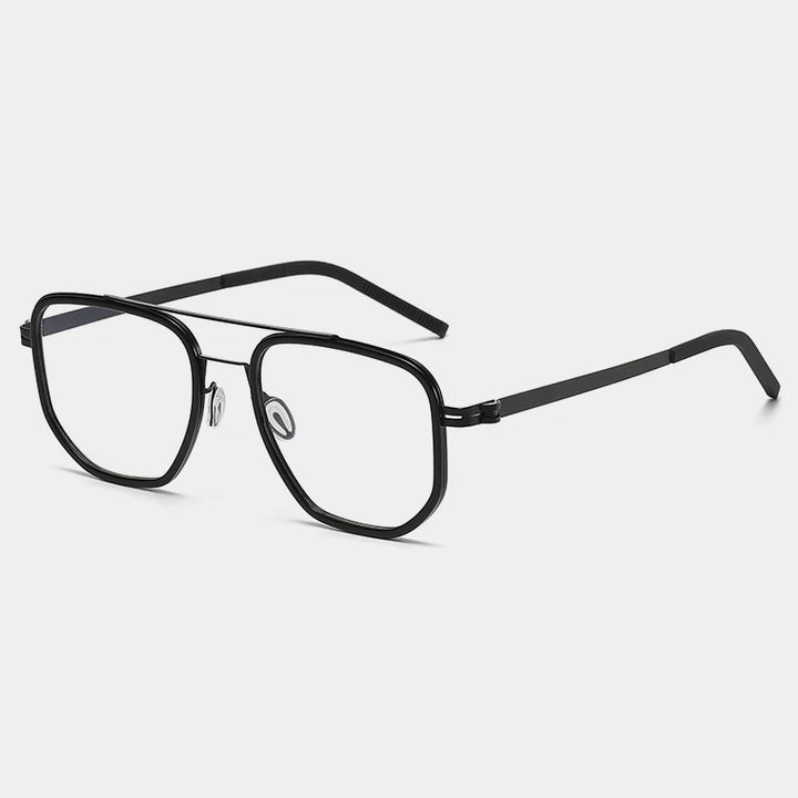 Gatenac Unisex Full Rim Square Acetate Eyeglasses Gxyj-1185 Full Rim Gatenac Black  
