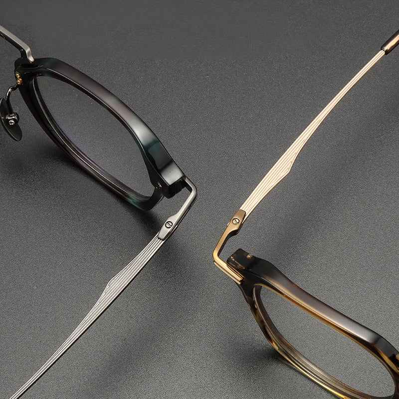 Black Mask Unisex Full Rim Titanium Square Eyeglasses D413 Full Rim Black Mask