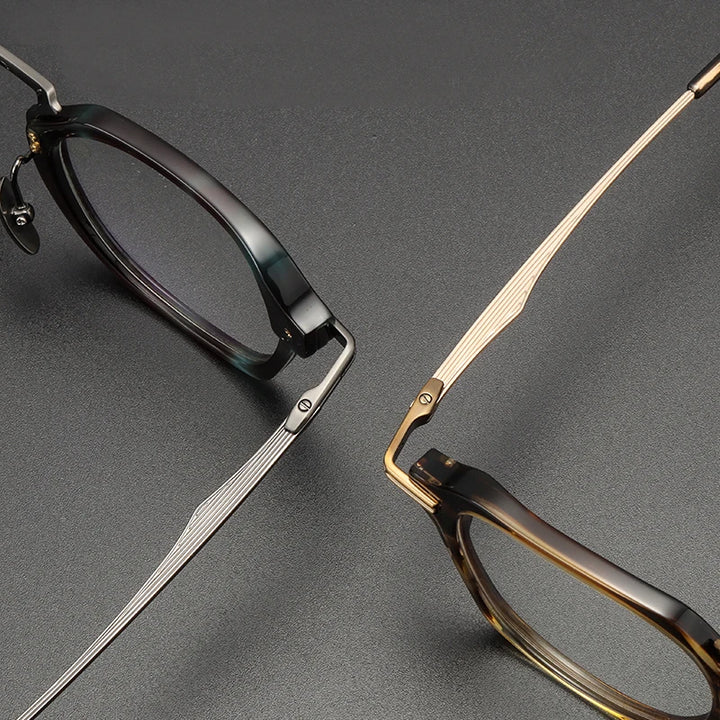 Black Mask Unisex Full Rim Titanium Square Eyeglasses D413 Full Rim Black Mask