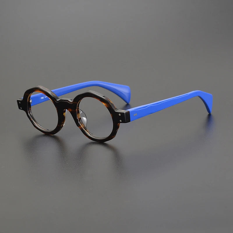 Gatenac Unisex Full Rim Round Acetate Eyeglasses Gxyj-1169 Full Rim Gatenac Tortoiseshell