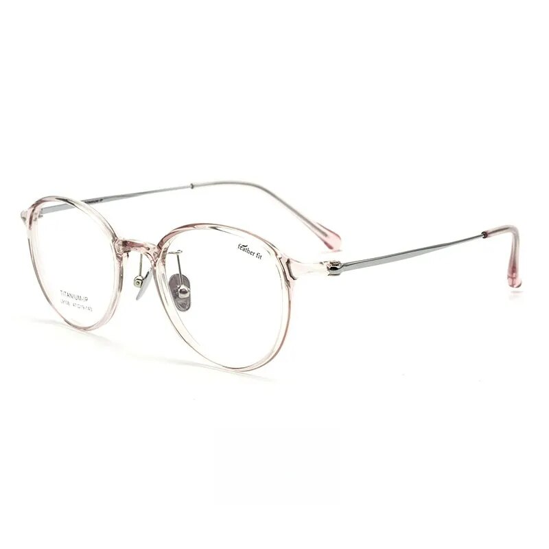 Yimaruili Unisex Full Rim Round Tr 90 Titanium Eyeglasses 7g L9108y Full Rim Yimaruili Eyeglasses Transparent Pink