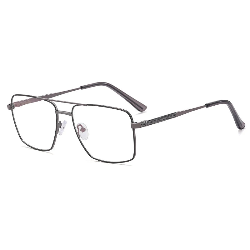 CCspace Unisex Full Rim Square Double Bridge Alloy Eyeglasses 57288 Full Rim CCspace Grey
