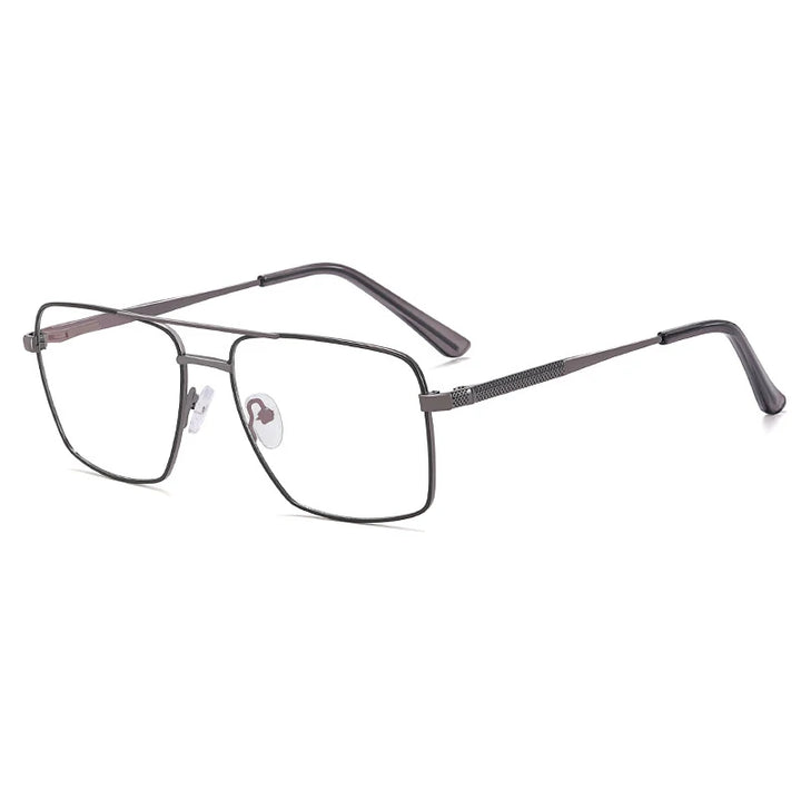 CCspace Unisex Full Rim Square Double Bridge Alloy Eyeglasses 57288 Full Rim CCspace Grey