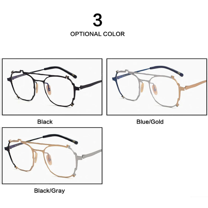 Muzz Unisex Full Rim Double Bridge Round Titanium Eyeglasses 0080 Full Rim Muzz