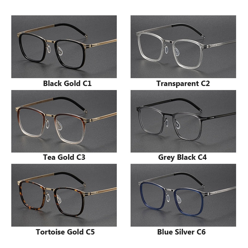 Oveliness Unisex Full Rim Square Screwless Titanium Acetate Eyeglasses 8202315 Full Rim Oveliness