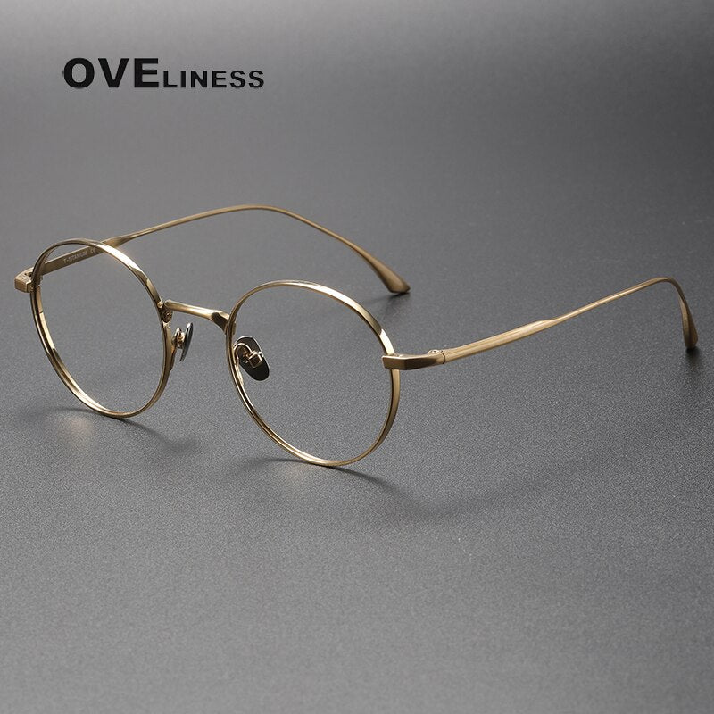 Oveliness Unisex Full Rim Round Titanium Eyeglasses 4921145 Full Rim Oveliness gold  