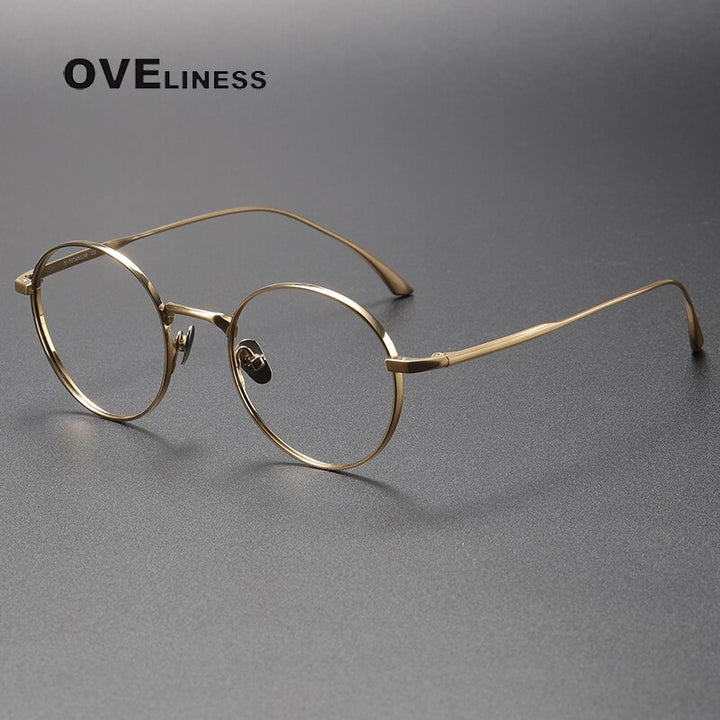 Oveliness Unisex Full Rim Round Titanium Eyeglasses 4921145 Full Rim Oveliness gold