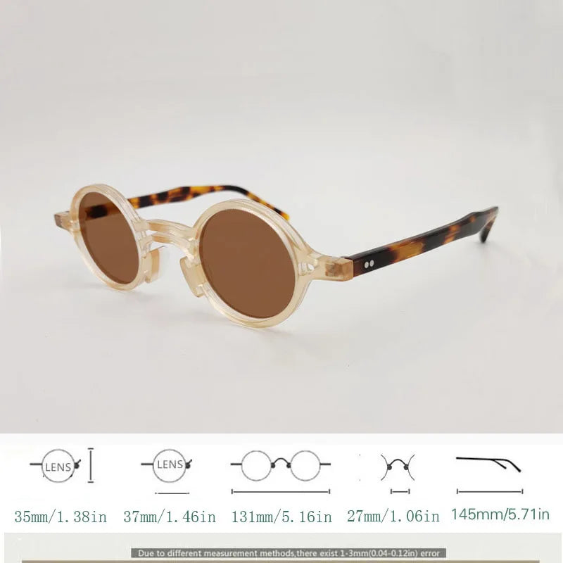 Yujo Men's Full Rim Round Double Bridge Acetate Polarized Sunglasses 2058s Sunglasses Yujo