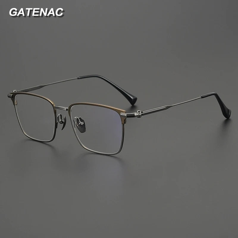 Gatenac Unisex Full Rim Square Titanium Eyeglasses Gxyj4010