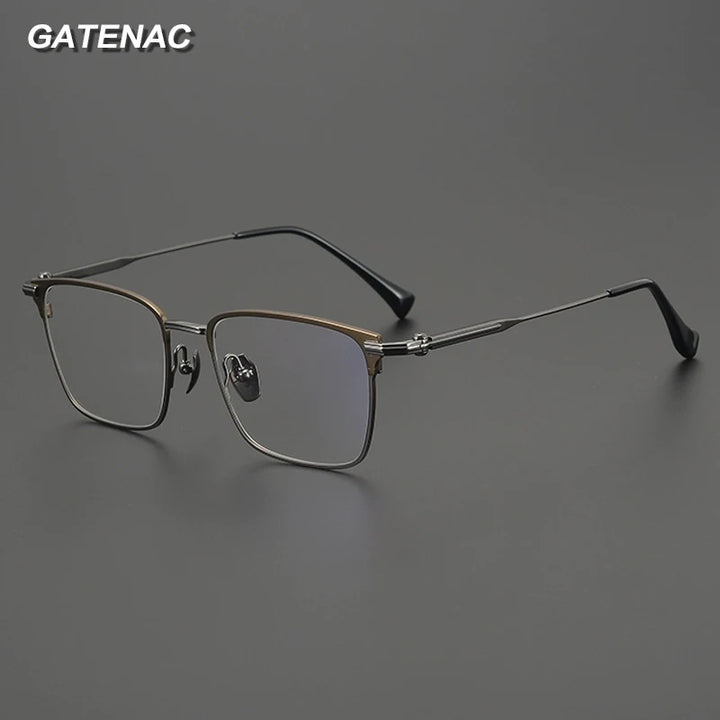 Gatenac Unisex Full Rim Square Titanium Eyeglasses Gxyj4010