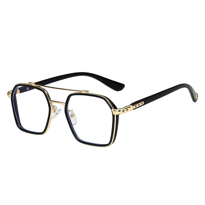 Kocolior Unisex Full Rim Square Acetate Double Bridge Titanium Eyeglasses 0039 Full Rim Kocolior Black Gold China