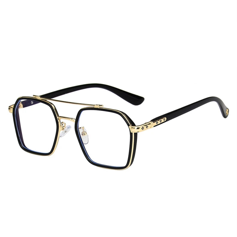 Kocolior Unisex Full Rim Square Acetate Double Bridge Titanium Eyeglasses 0039 Full Rim Kocolior Black Gold China 