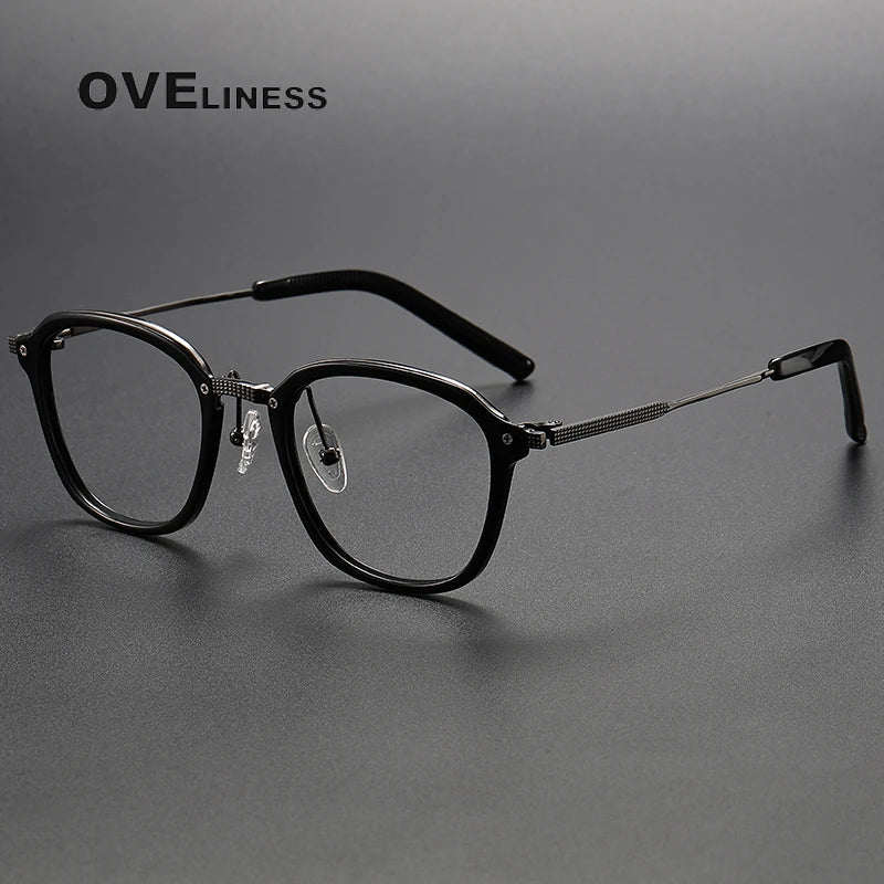 Oveliness Unisex Full Rim Square Titanium Eyeglasses M109 Full Rim Oveliness black gun