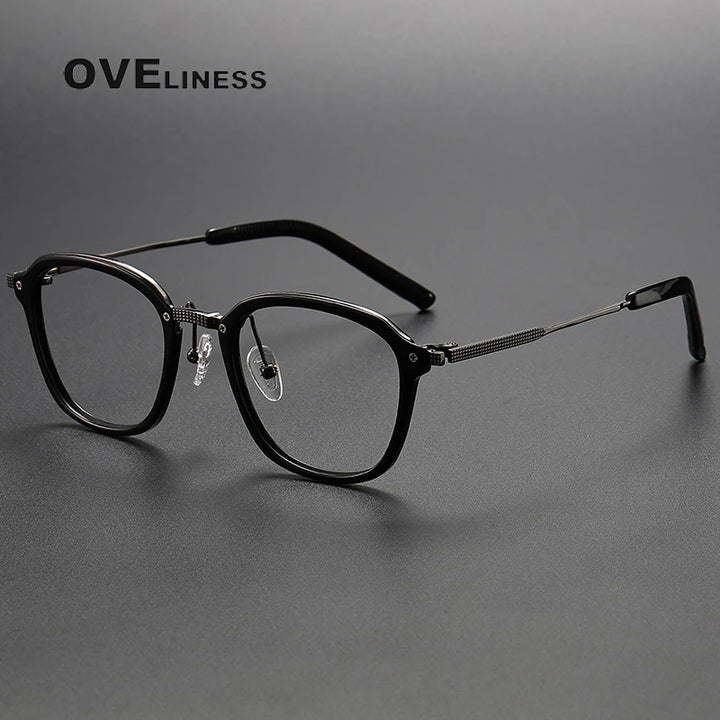 Oveliness Unisex Full Rim Square Titanium Eyeglasses M109 Full Rim Oveliness black gun