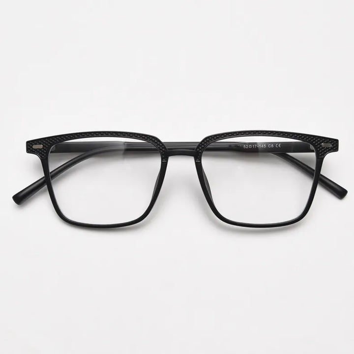 CCspace Unisex Full Rim Square Tr 90 Titanium Eyeglasses 56902 Full Rim CCspace C6SandBlack