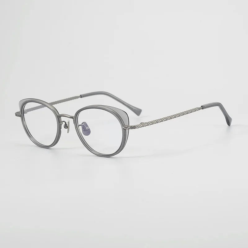 Hewei Unisex Full Rim Cat Eye Titanium Acetate Eyeglasses 549001