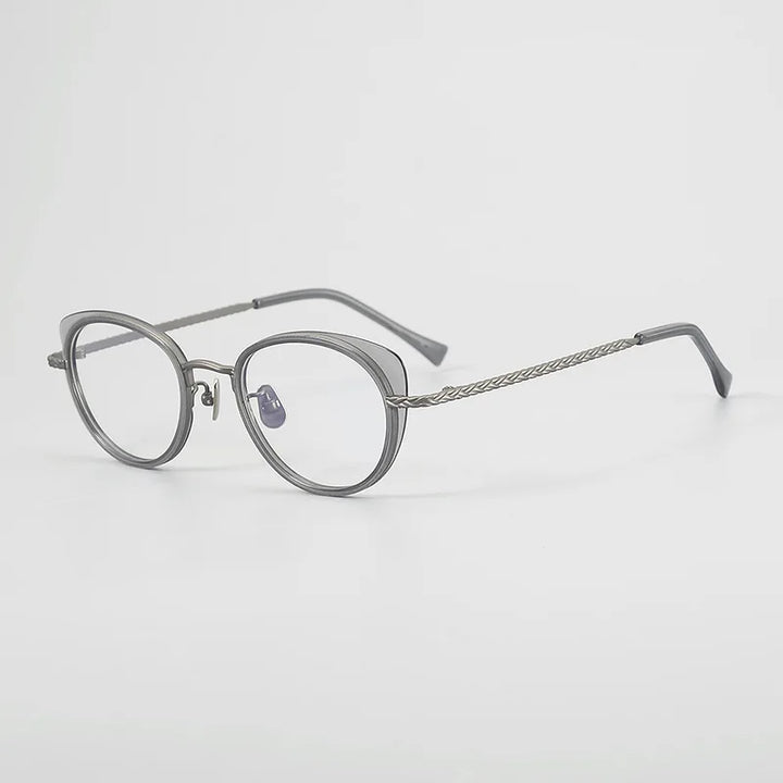 Hewei Unisex Full Rim Cat Eye Titanium Acetate Eyeglasses 549001