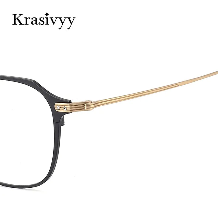 Krasivyy Men's Full Rim Square Polygon Titanium Eyeglasses Full Rim Krasivyy   