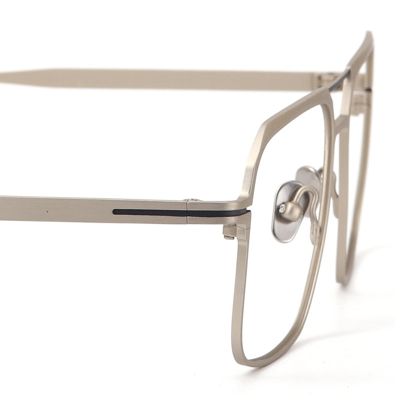 Muzz Unisex Full Rim Big Square Double Bridge  Titanium Eyeglasses 7777 Full Rim Muzz