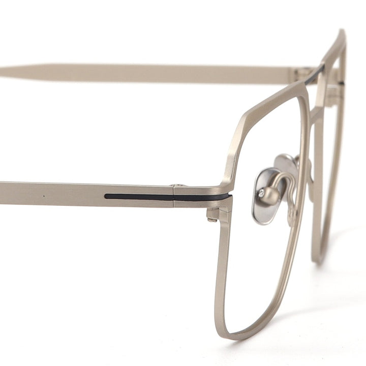 Muzz Unisex Full Rim Big Square Double Bridge  Titanium Eyeglasses 7777 Full Rim Muzz