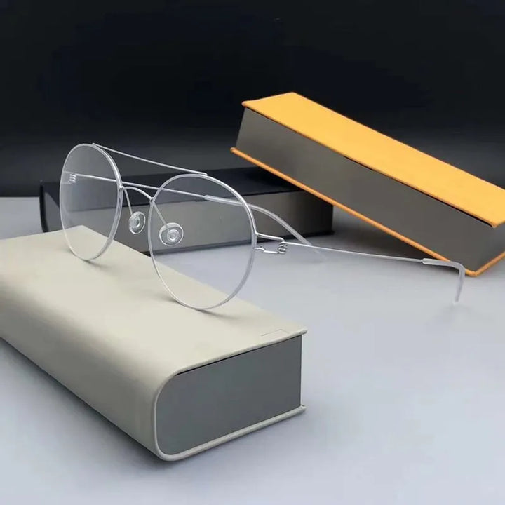 Aimee Women's Full Rim Round Double Bridge Titanium Eyeglasses 15044