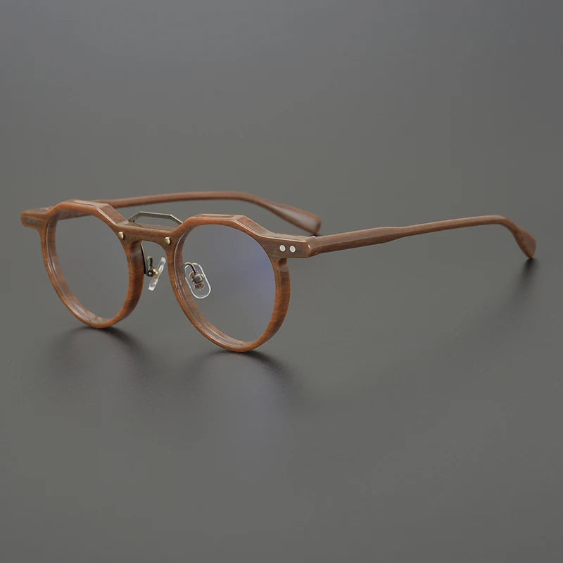 Hewei Unisex Full Rim Flat Top Round Double Bridge Acetate Eyeglasses 0015 Full Rim Hewei