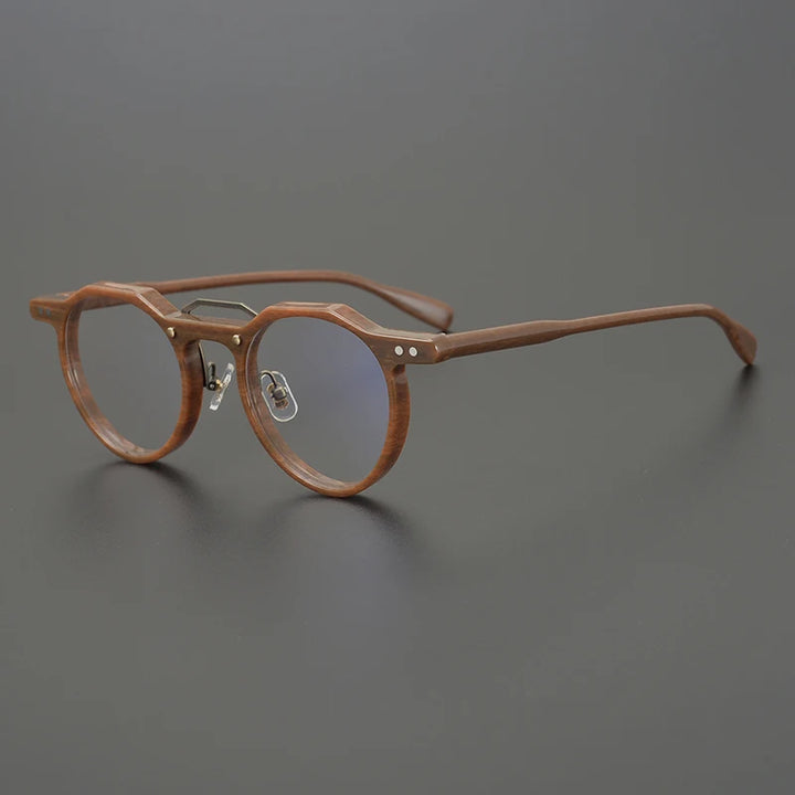 Hewei Unisex Full Rim Flat Top Round Double Bridge Acetate Eyeglasses 0015 Full Rim Hewei