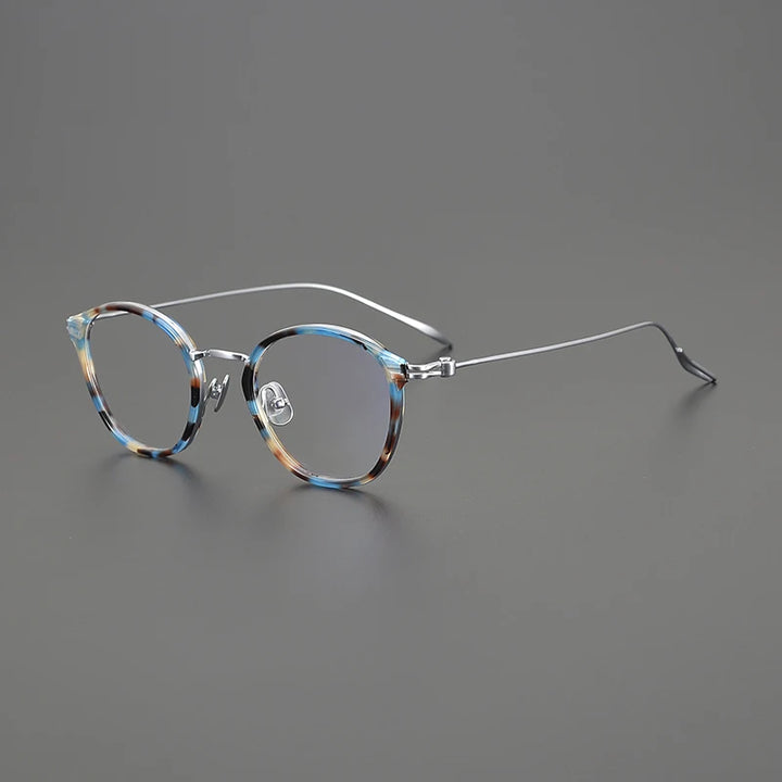Gatenac Unisex Full Rim Round Acetate Titanium Eyeglasses Gxyj1573