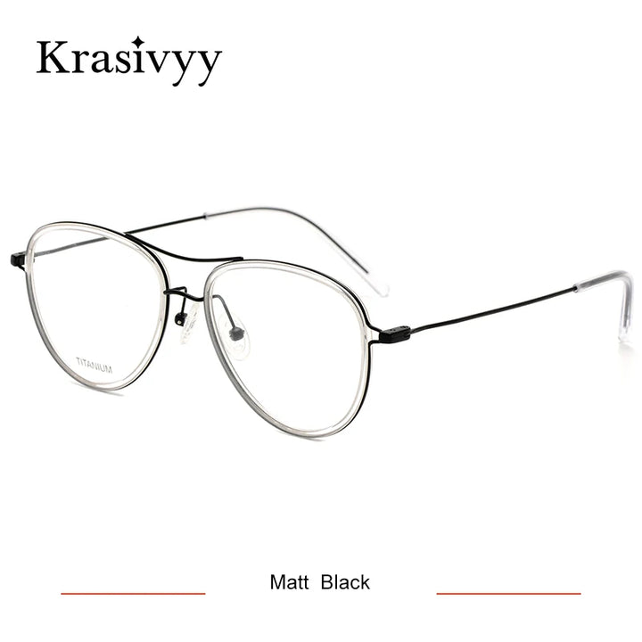 Krasivyy Women's Full Rim Oval Double Bridge Titanium Eyeglasses 316043