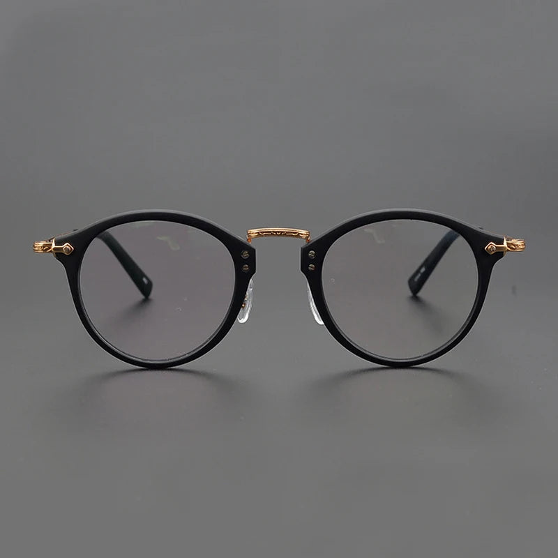 Black Mask Unisex Full Rim Round Titanium Acetate Eyeglasses G805 Full Rim Black Mask