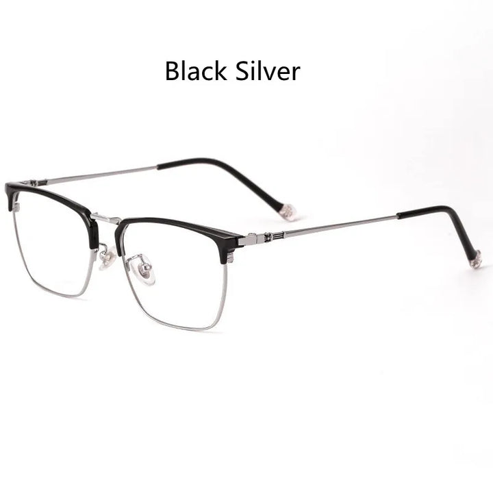 Kocolior Unisex Full Rim Square Titanium Alloy Hyperopic Reading Glasses 8628 Reading Glasses Kocolior Black Silver China 0