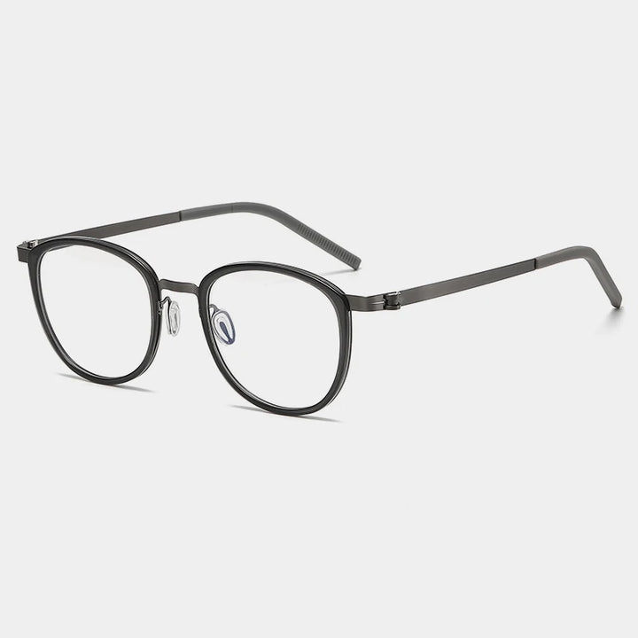 Gatenac Unisex Full Rim Round Acetate Eyeglasses Gxyj-1184 Full Rim Gatenac Gray Gun