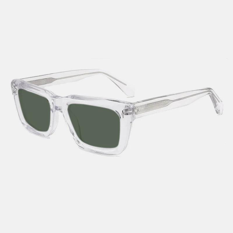 Gatenac Unisex Full Rim Square Polarized Acetate Sunglasses Mo13 Sunglasses Gatenac Transparent Green
