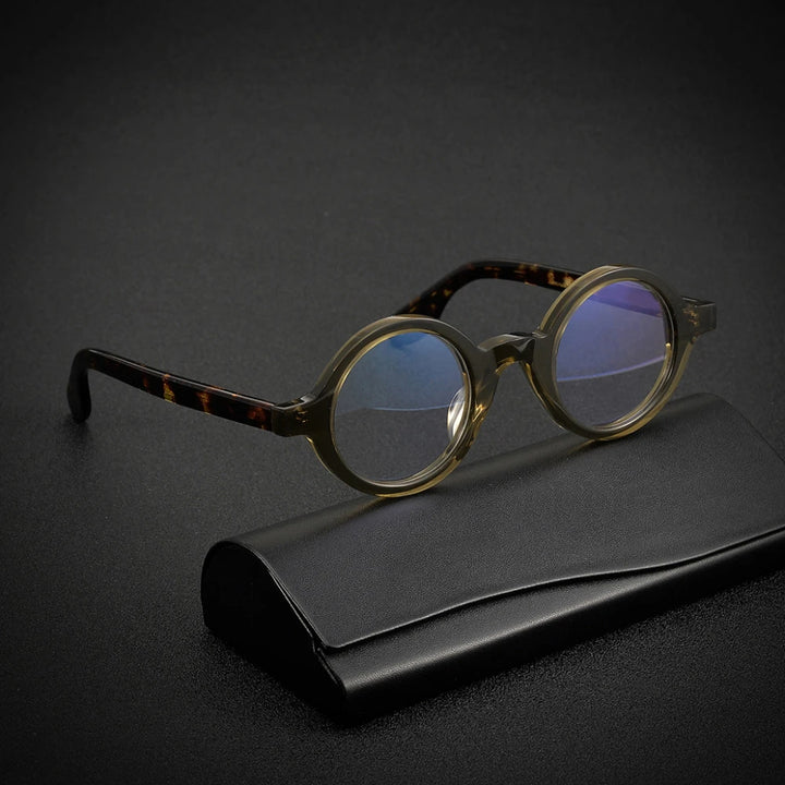 Black Mask Full Rim Round Acetate Optical Eyeglasses 424221 Full Rim Black Mask